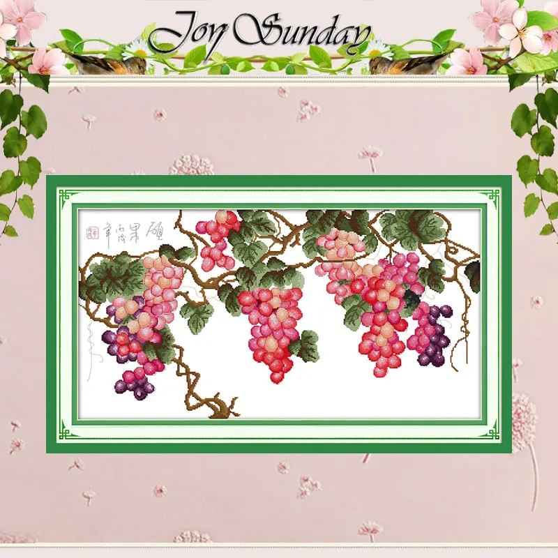 

Joy Sunday Grapes Harvest Patterns Counted DIY 11CT 14CT 16CT Stamped DMC Cross-stitch Kit Embroidery Needlework Set Home Decor