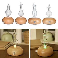 Ultrasonic Nebulizing Essential Oil Diffuser with Wood Base Humidifier Night Lamp Function for Aromatherapy Home Decor