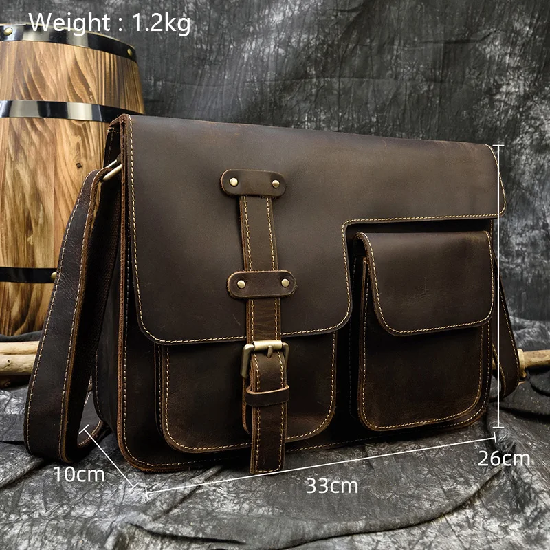 Imagem -03 - Bolsa de Ombro Masculina Luuventilada Bolsa Vintage Estilo Britânico Design Simples Clássica Couro Genuíno Bolsa Escolar Durável