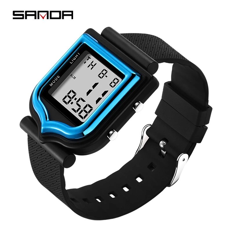 SANDA Sports Men\'s Watch Waterproof Electronic LED Watch Chronograph Outdoor Week Display Digital Wristwatch Relogio Masculino