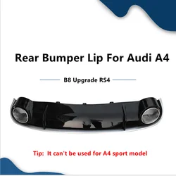 Black Diffuser Rear Bumper Lip Spoiler For Audi A4 2009 2010 2011 2012 Upgrade Audi RS4 Rear Diffuse Exhaust Pipe Tip