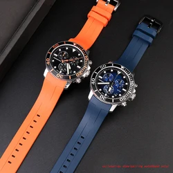 Pulseira de borracha esporte para tissot estrela do mar t120 curvo à prova dtágua mergulho silicone banda t120417a masculino cinto substituição pulseira