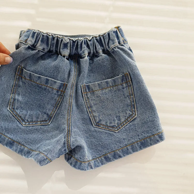 Summer Girls Denim Shorts Baby Skirts with Horts Kids Fake Skirt Children Bottoms Fashion Pleated Ruched Jeans Girls Pantskirt