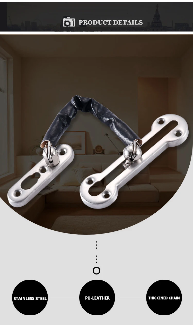 WV Anti-diebstahl Edelstahl Hotel Tür Kette Latch Sicherheit Wache Sicherheit Lock Sicherheit Limiter Werkzeuge Hardware für Hause tür – Detail 9