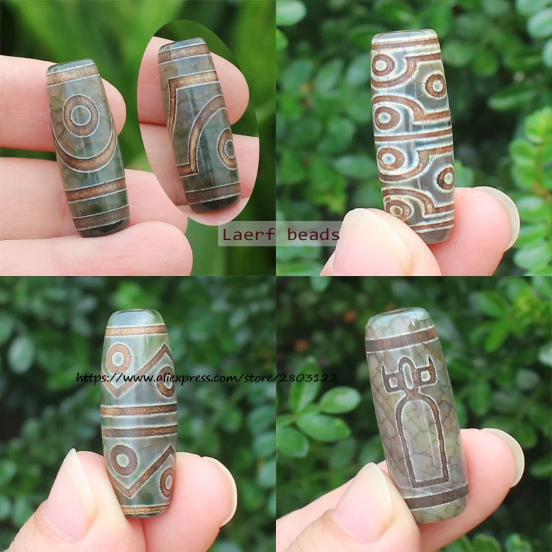 1Piece Around10x30mm Natural Ancient Tibet Dzi Agate Beads,Many patterns,Lucky Symbol,Powerful Amulet,For DIY Jewelry Making !