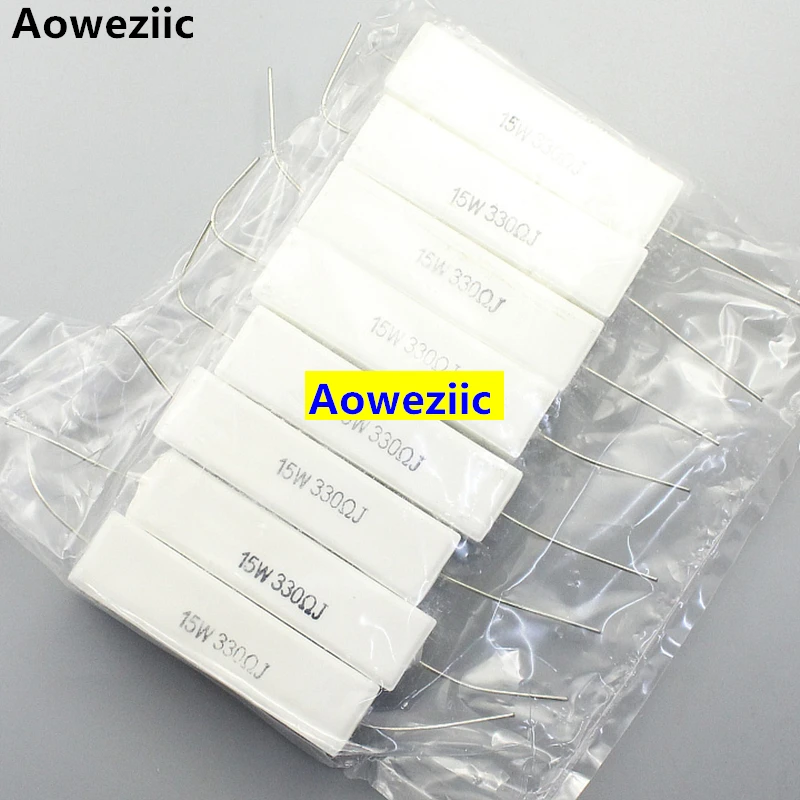 

10Pcs 15W330RJ 15W330ΩJ RX27 Horizontal cement resistor 15W 330 ohm Ω 15W330R Ceramic Resistance precision 5% Power resistance