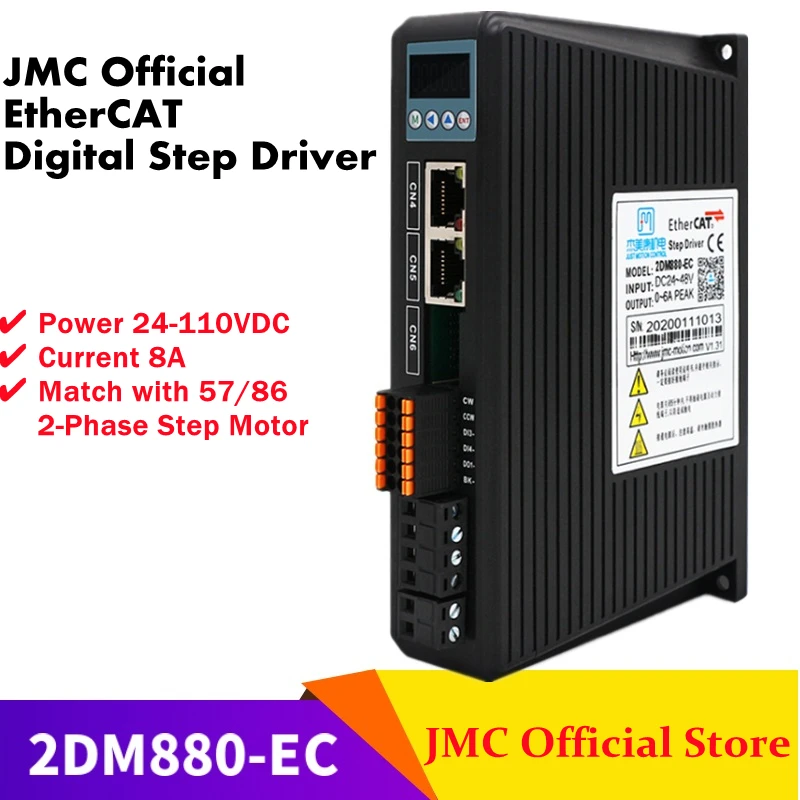 Il Driver ethernet digitale ibrido originale JMC si abbina al motore passo-passo 2 fasi Nema 34 2DM880-EC