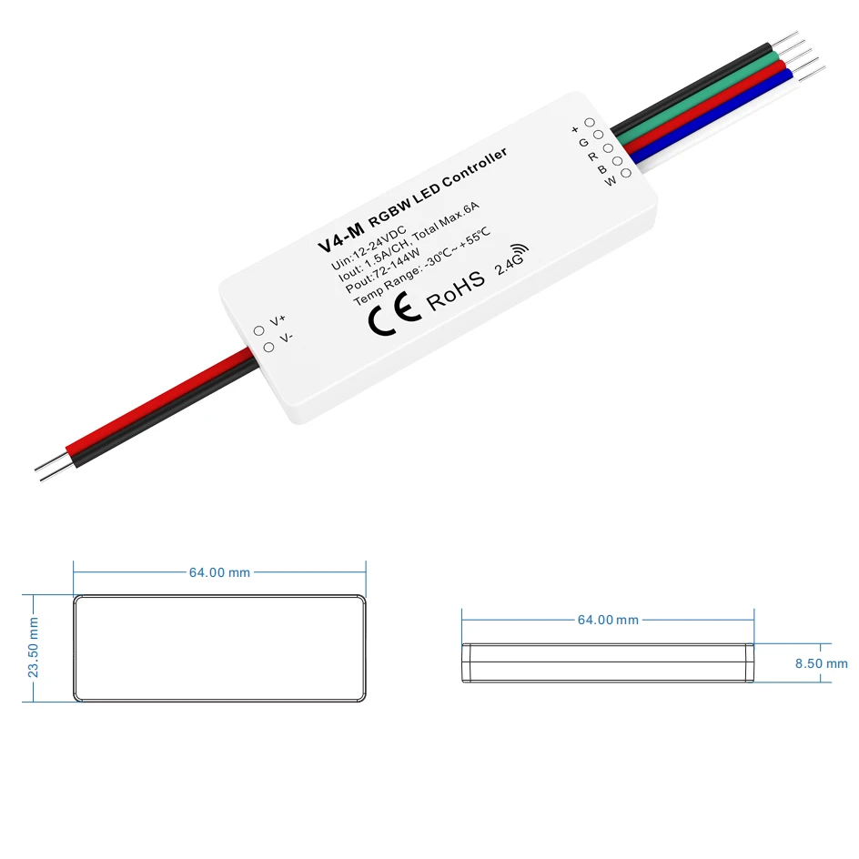 Imagem -05 - Controlador de Led de Alta Potência Canais Rgbw Rgb com Regulador de Intensidade 2.4g sem Fio 12v 24v 36v 5a 15a