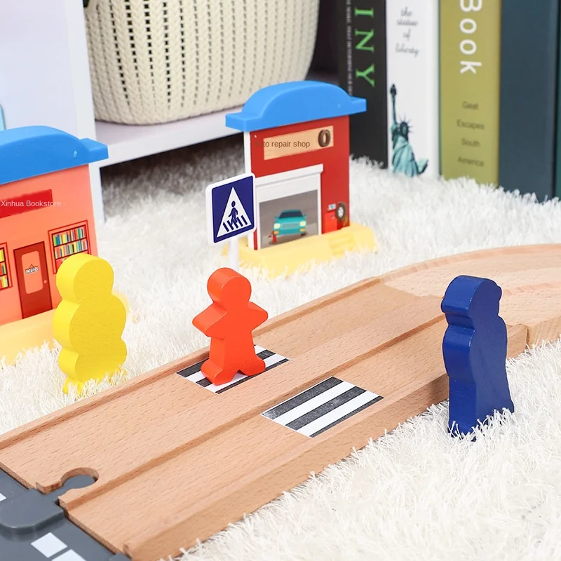 Highway Disc Eight Character Wooden Track Set Train Game Toys Compatible With Wooden Small Train Track Children 1:64 Pd10