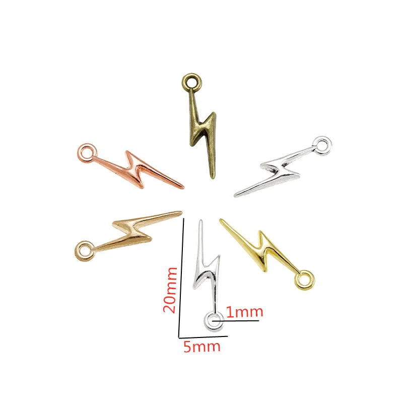 40pcs Antique Silver Lightning Charms for DIY