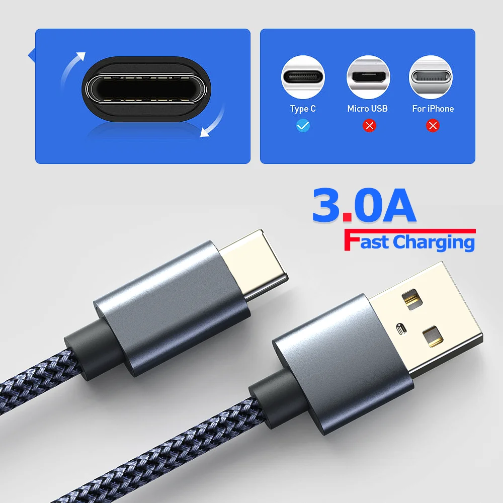 Suntaiho USB C نوع C كابل لسامسونج S10 S9 3A سريع USB شحن نوع-C شاحن كابل البيانات ل Redmi نوت 8 برو USB-C سلك كابو