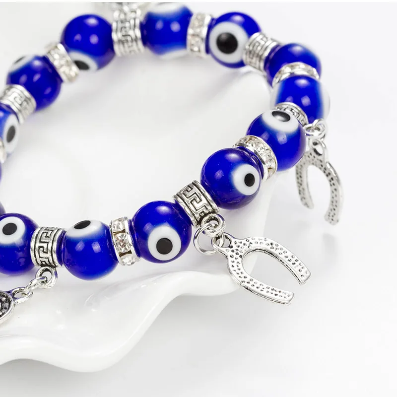 3 styles Trendy Simple Evil Eye Religious Eye Charm Blue Beads Lucky Bracelet Best Match Turkish Bracelet For Women