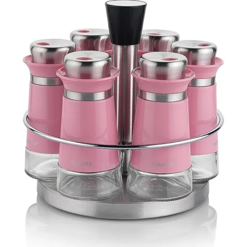 Rotating Spice Team-7 Piece-Pink Spice Jars Sugar Bowl Seasoning Organized The Kitchen Tool Sets Kitchen Utensils