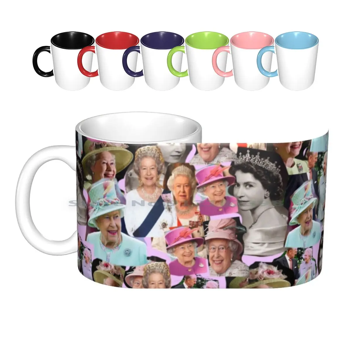 Керамические кружки Hrh, королева Елизавета Ii, кофейные чашки, кружка для молочного чая, королева Великобритании, Великобритания, Елизавета, Hrh, Творческий коллаж поп-арт