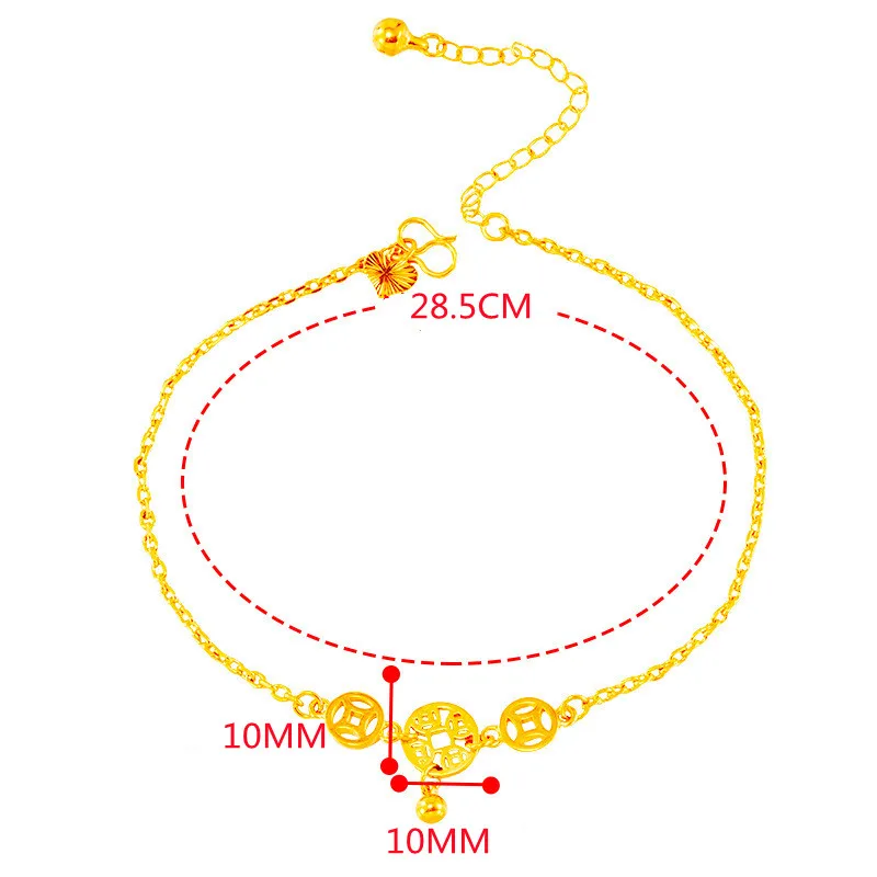 24K Gold Plated Anklet Bracelet for Women Girls Ethnic Coin Charm Anklet Friends Lovers Couples Family Gold Anklet Jewelry Gift