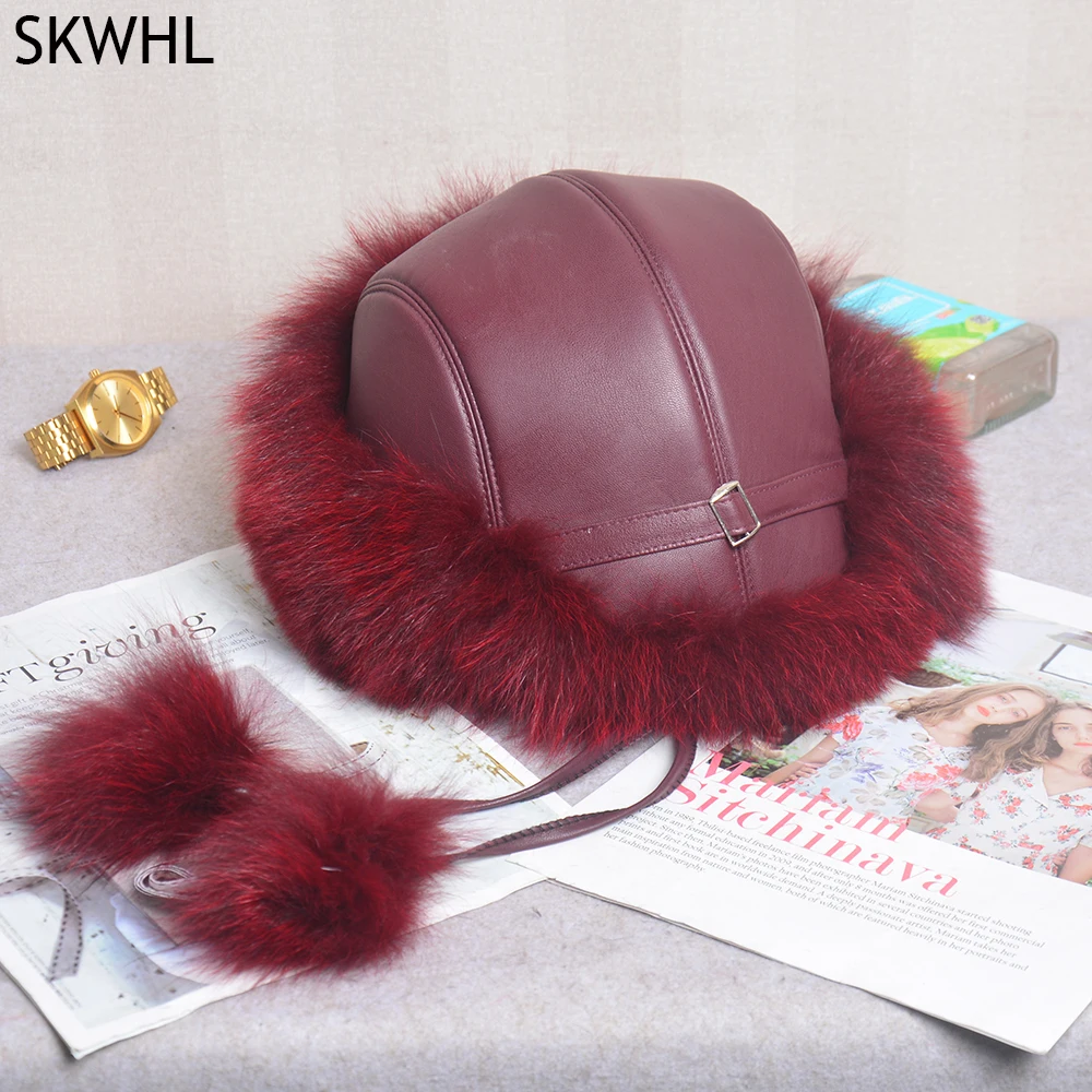 

2024 New Style Winter Russian 100% Natural Real Fox Fur Hat Women Quality Real Fox Fur Bomber Hats Hot Real Genuine Fox Fur Caps