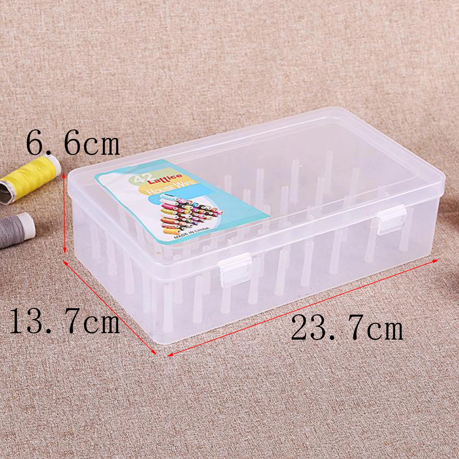 Empty Sew Threads Box Container Case Holder 42 Spools Pole with Support Poles for Sew Threads Storage