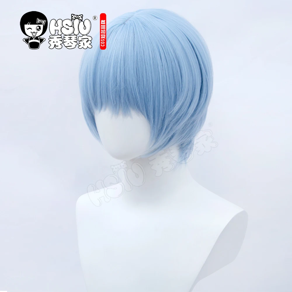 HSIU EVA Ayanami Rei peruka do Cosplay jasnoniebieskie, krótkie włosy odporne na ciepło syntetyczne włosy + darmowe czapka z peruką marki upominkowej