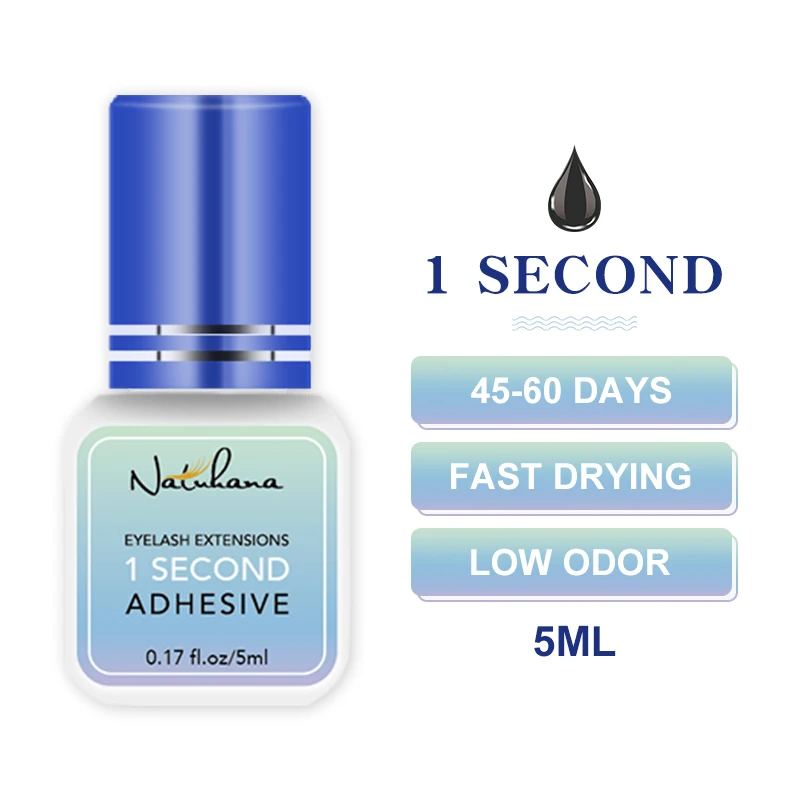 NATUHANA Schwarz/Klarer Wimpernverlängerungskleber 2-3s Fast Dry Sensitive Eye Individueller starker Kleber für falsche Wimpern MakeupTools