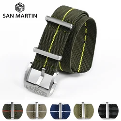 San Martin Watchband Elasticity Nylon Strap 20mm Pilot Military Watch Band Universal Type Sports Paratrooper Strap Watches Parts