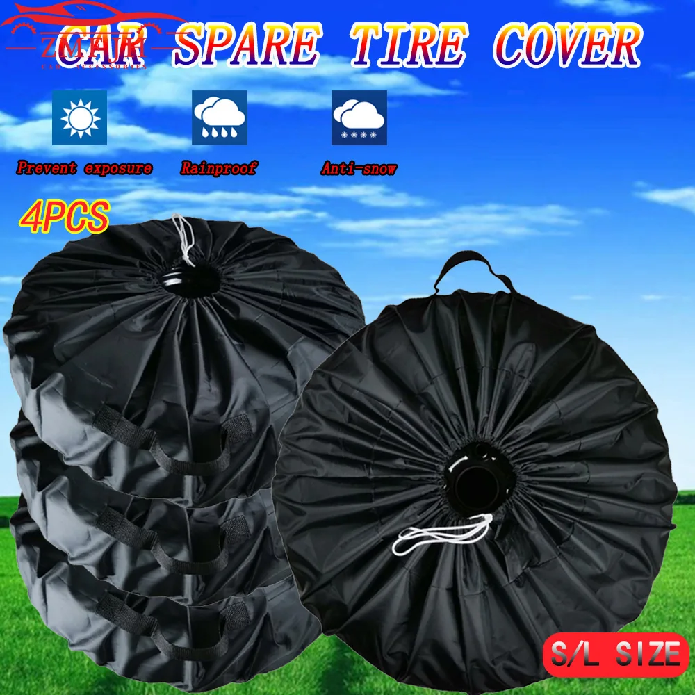 4PCS Auto Tyre Accessories Universal Spare Tire Cover Case Polyester Car Tires Storage Bag Wheels Tires Parts Tire Accessories