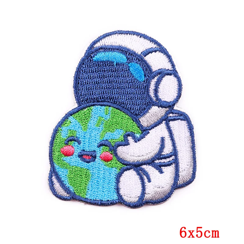 Cartoon Space Astronaut Embroidery Stickers Rocket Patch For Clothing Clothing Accessories Handmade Cloth Stickers Self-adhesive