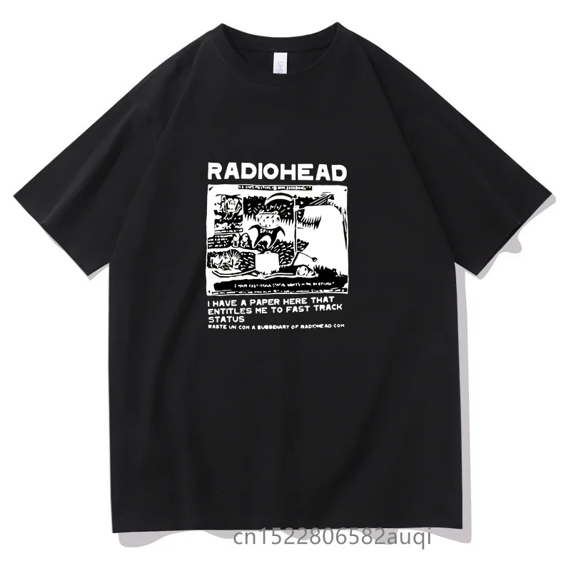 Men Radiohead North America Tour T-shirt EU Size Men Concert Tee Shirt Black Pure Cotton Short Sleeve Tees Mens Hip Hop Tshirt