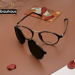 Gafas de sol polarizadas para hombre y mujer, lentes redondas con Clip magnético, Estilo Vintage, X3184, unisex