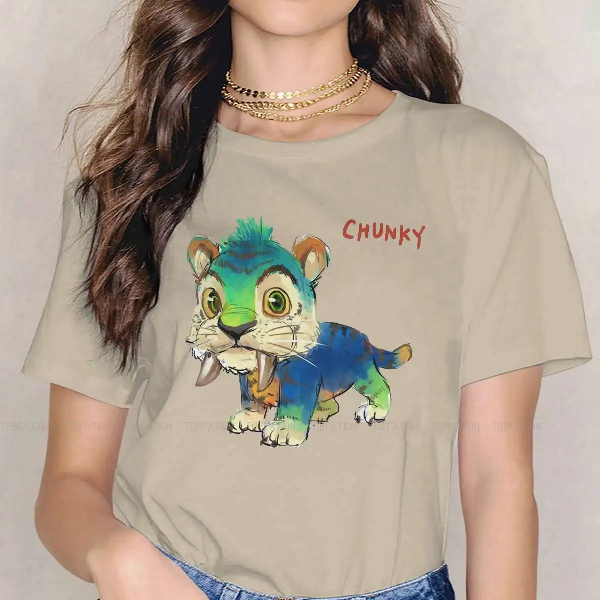 Chunky The Tiger Essential Style TShirt for Girl The Croods Grug Comfortable Hip Hop Gift Idea  T Shirt Short Sleeve Hot Sale