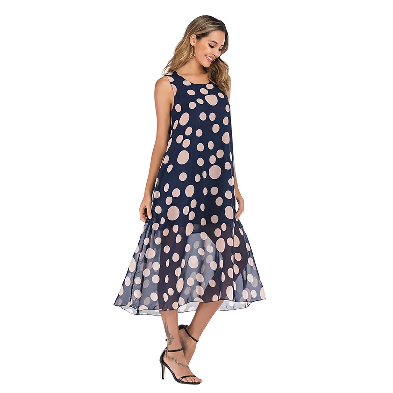 Newtrend heißer verkauf Europäischen und Amerikanischen stil lose sexy strand wind chiffon floral rundhals weste hosenträger kleid weibliche sommer