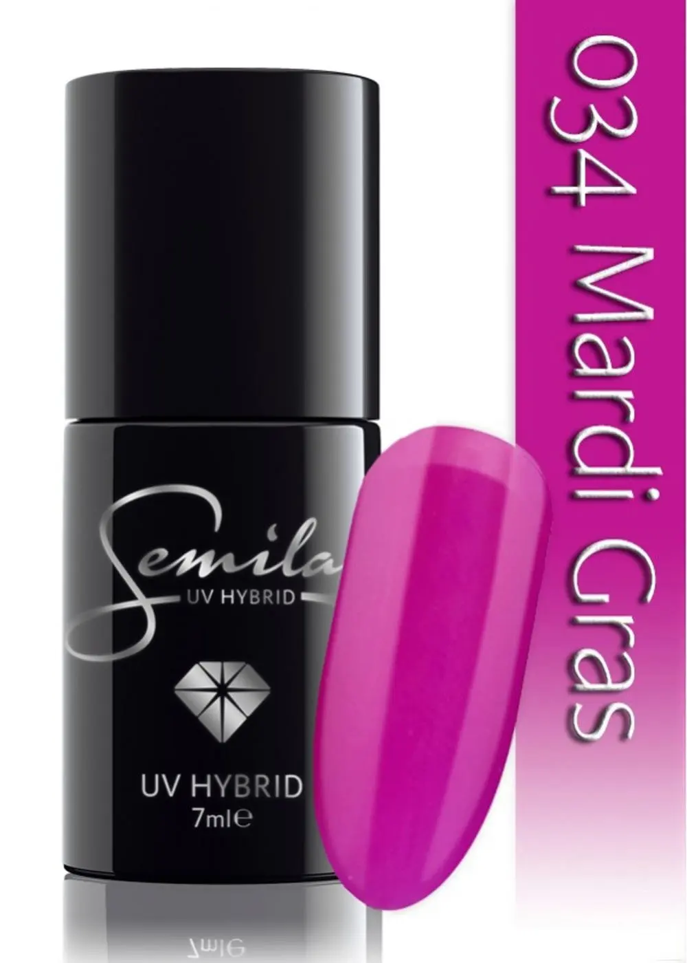 Semilac Mardi Gras 034 semi-permanent coverage, UV hybrid nail polish texture Gel