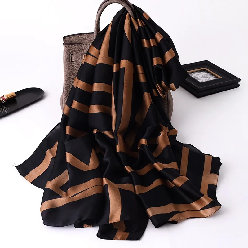 180*90cm fashion Women Silk Winter Scarf Luxury Design Print Lady Beach Shawl Scarves Fashion Smooth Foulard Female Hijab