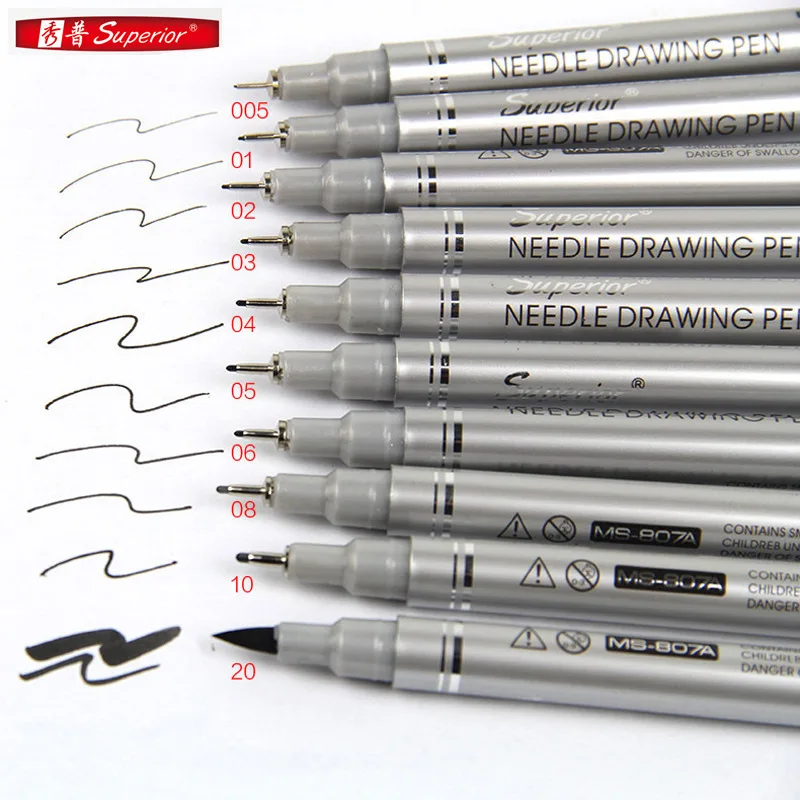 Superior 10Pcs/Set Micron Pen Needle Tip Fine Liner Drawing Sketch Manga Anime Brush Marker Fine Colour