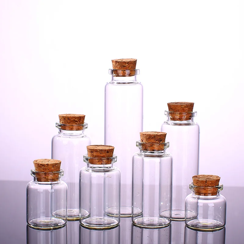 5 pcs Mini wishing bottle small empty transparent cork glass bottle vial holiday wedding home decoration christmas gift