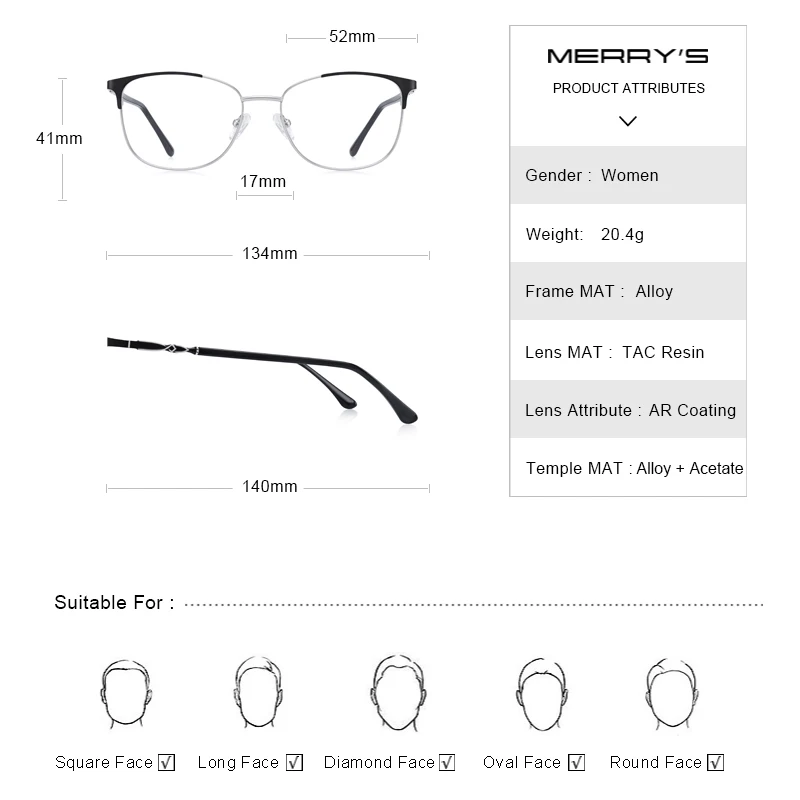 MERRYS DESIGN Women Retro Cat Eye Glasses Frame Ladies Fashion Eyeglasses Myopia Prescription Optical Eyewear S2015