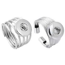 New Snaps Jewelry Metal 12mm Snap Ring Adjustable Elastic DIY Button Ring for Women Men's Ring