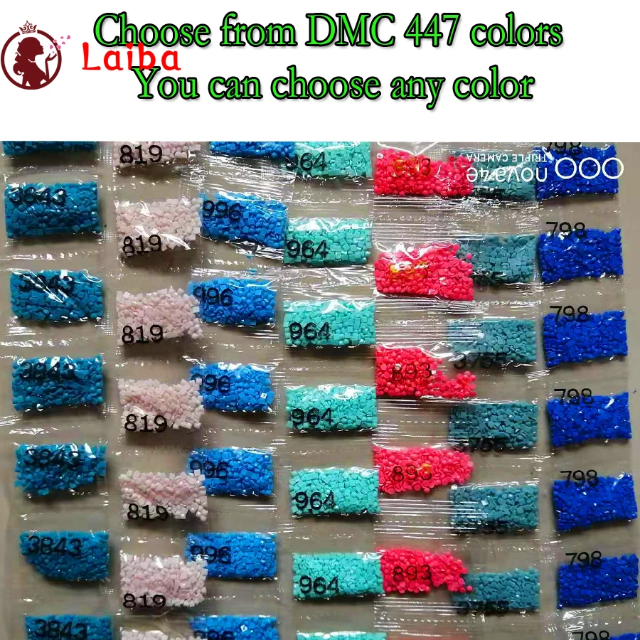 DMC Diamond Painting Rhinestone, taladro redondo y cuadrado completo, accesorio de cuentas de cristal, venta al por mayor, venta al por mayor, 447 colores