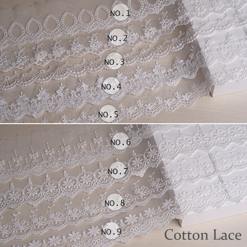 DIY lace fabric accessories mesh gauze embroidery lace cotton lace White Beige Wedding Party Dress Fabric Trims Handmade