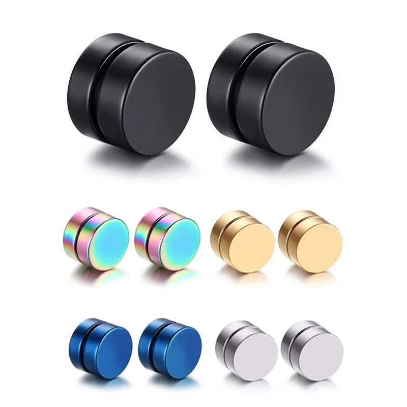 Round Beautiful Circle Non Piercing 1PC Strong Magnet Magnetic Mens Ear Clip about 6mm/8mm/10mm/12mm Girls Earrings 5 Colors