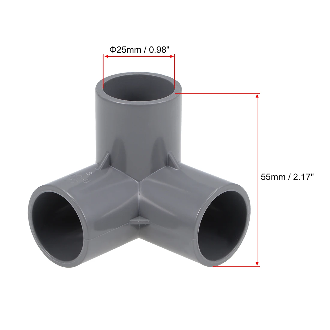 Prohex 3-Way Elbow PVC Fitting, 25Mm Soket Tee Sudut Fitting Gray 10Pcs