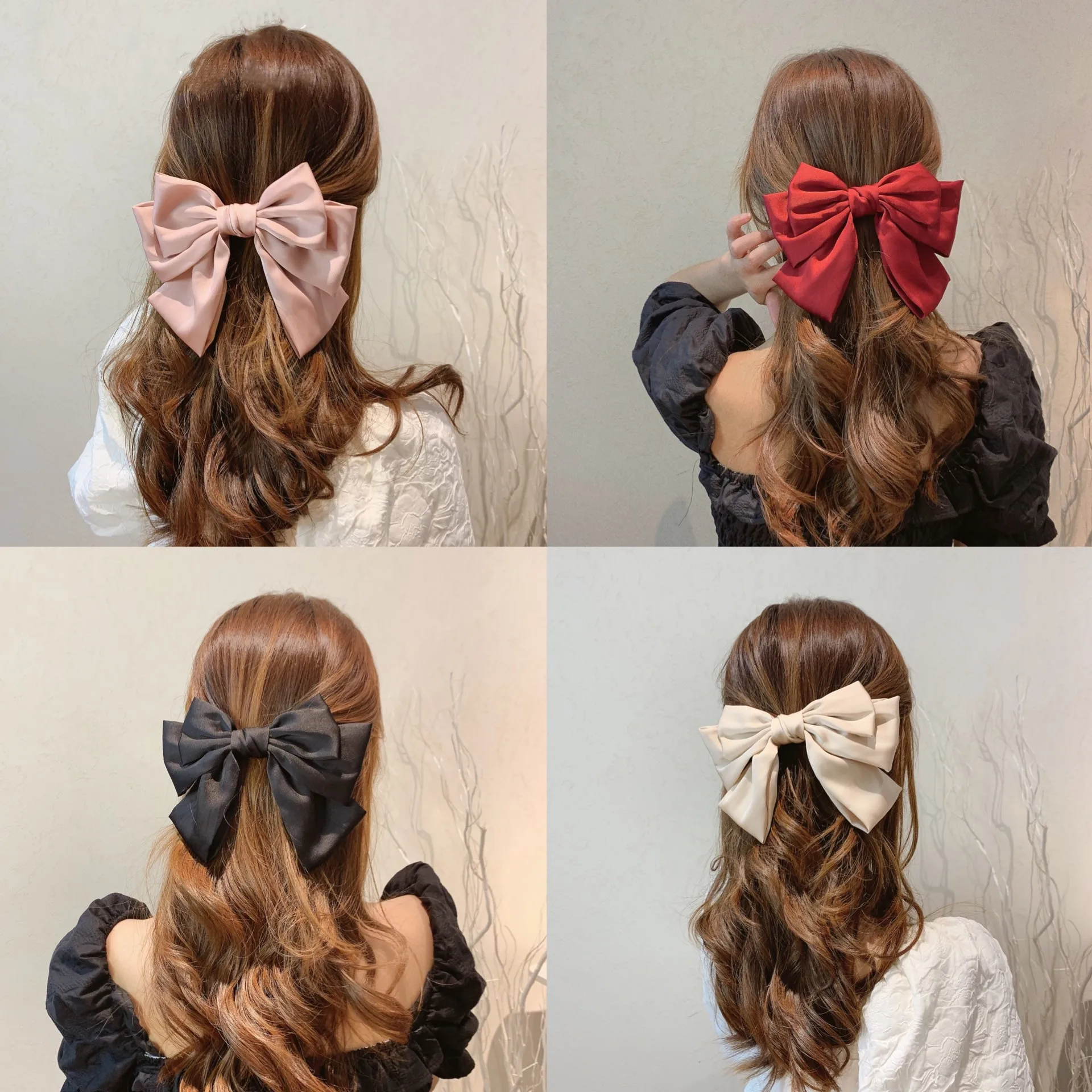 Mode 3 Gelaagde Big Bow Haar Clip Zoete Satijn Chiffon Strik Baret Vintage Stijl Elegante Haar Grip Haarspeld Voor Vrouwen meisjes