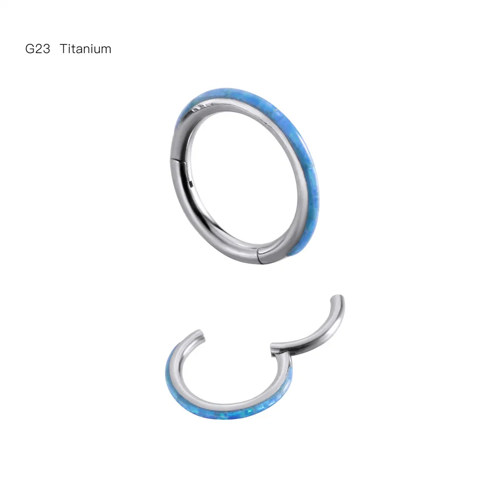 

10pcs/Lot G23 Titanium Opal New Seamless Hinged Segment Ring Clicker Ear Cartilage Nose Hoop Septum Shine 16Gx8/10mm