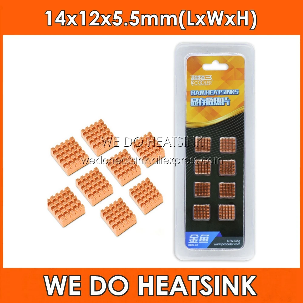 8pcs/Pack Copper RHS-03 Ram Heatsink For DDR DDR2 DDR3 Heat Sink Radiator