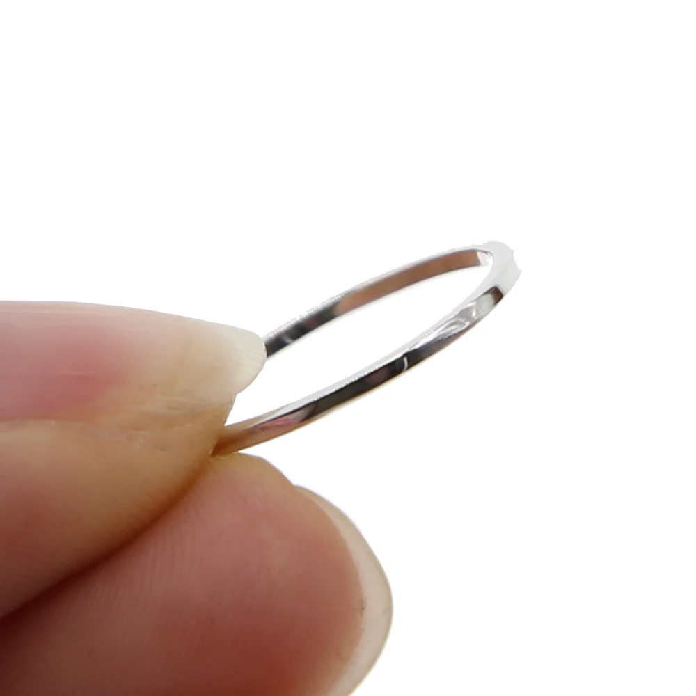 925 sterling silver classic simple thin band wholesale polished shiny size 4.5 midi knuckle silver ring - Image 4