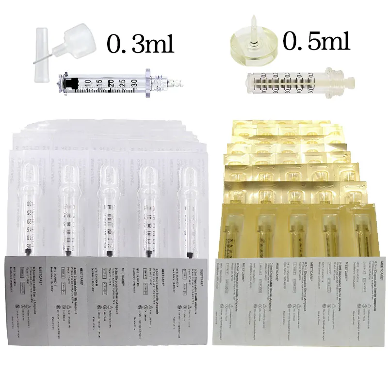 Cabezal de ampolla de 0,3 ml y 0,5 ml para pluma hialurónica, punta estéril desechable, pistola de ácido hialurónico, adaptador atomizador, levantamiento de labios antiarrugas