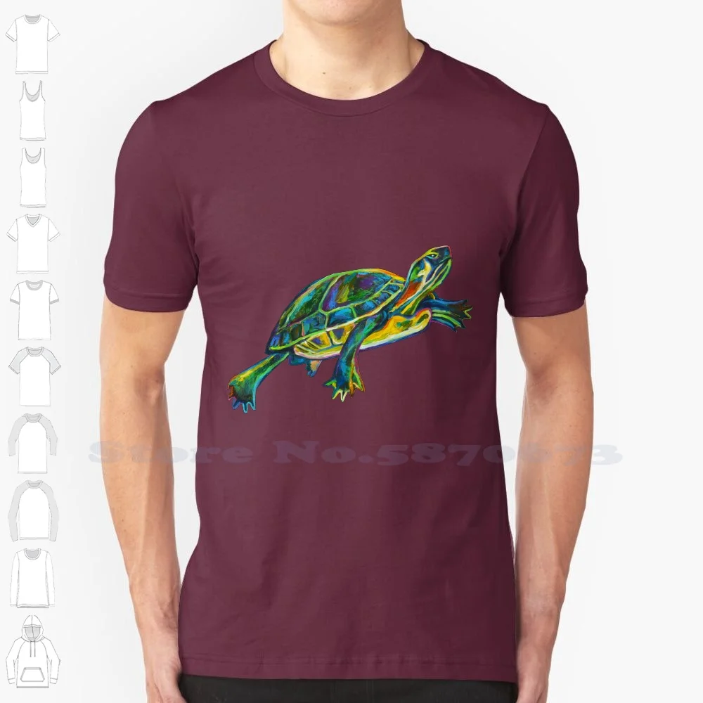 Cenote Turtle By Robert Phelps 100% Cotton T-Shirt Tortoise Turtles Swimming Turtle Slider Turtle Mayan Maya Mexico Earth