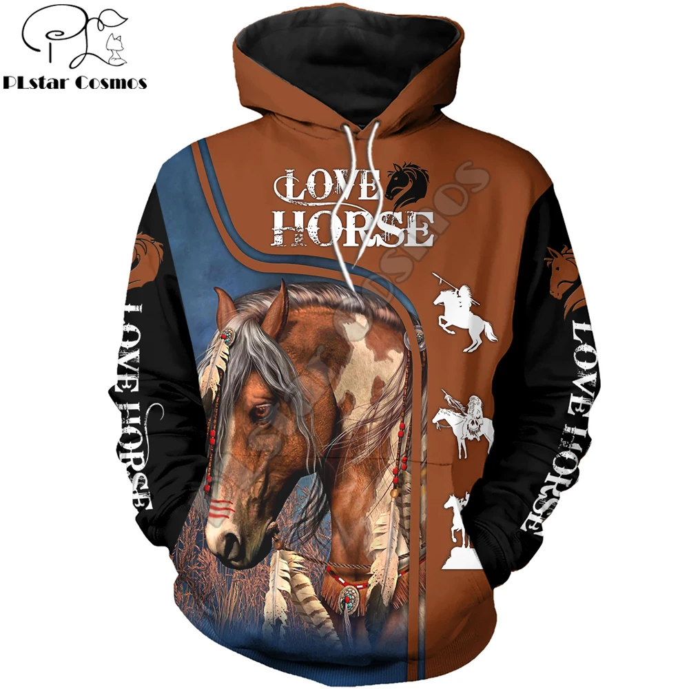 

Harajuku Fashion Autumn Animal hoodies Love Horse Brown 3D Printed Hoodie Casual Sweatshirt Unisex Pullover sudadera hombre