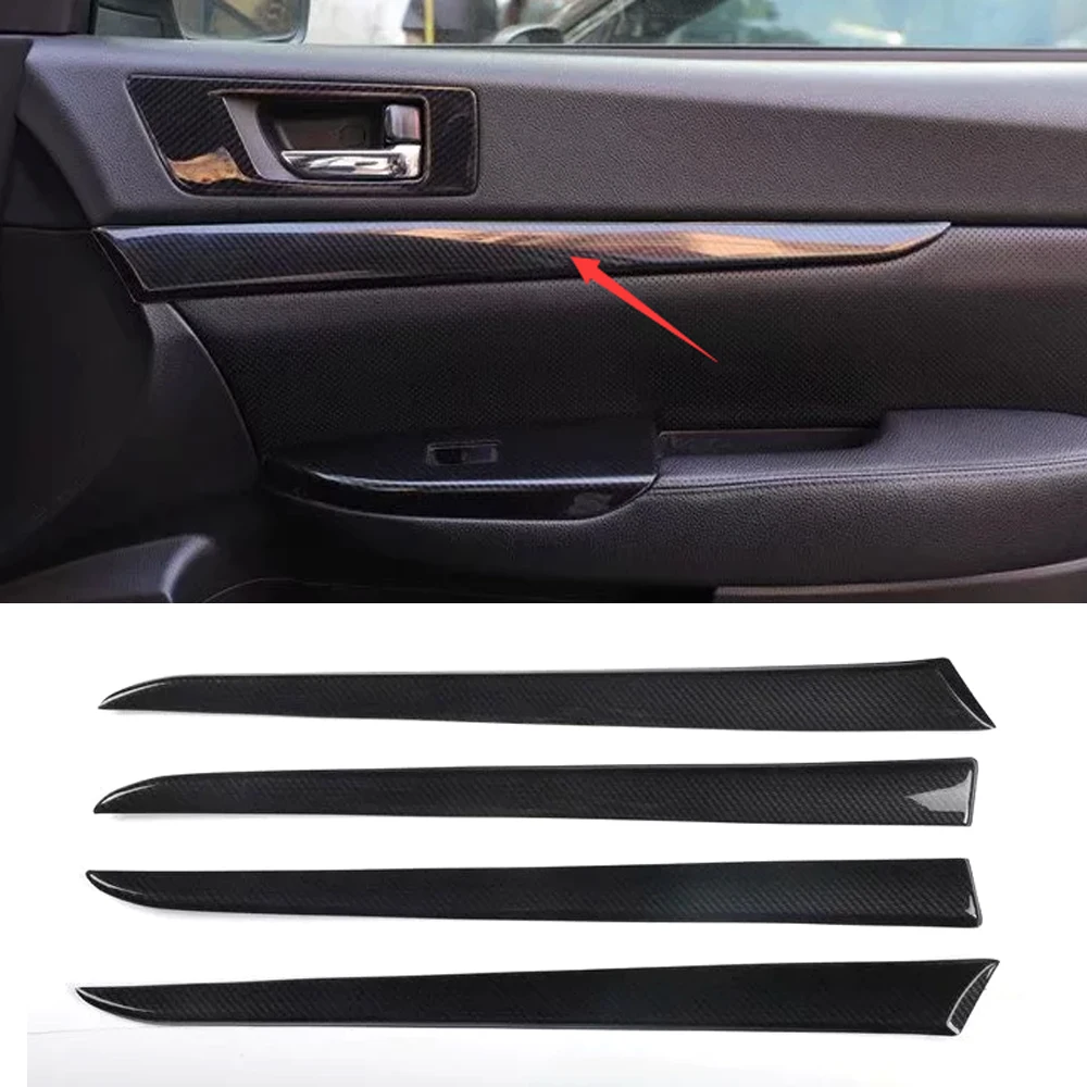 

4Pcs Carbon Fiber Style Car Door Interior Panel Strips Cover Trim For Subaru Outback 2010-2014 ABS Car Styling Moldings