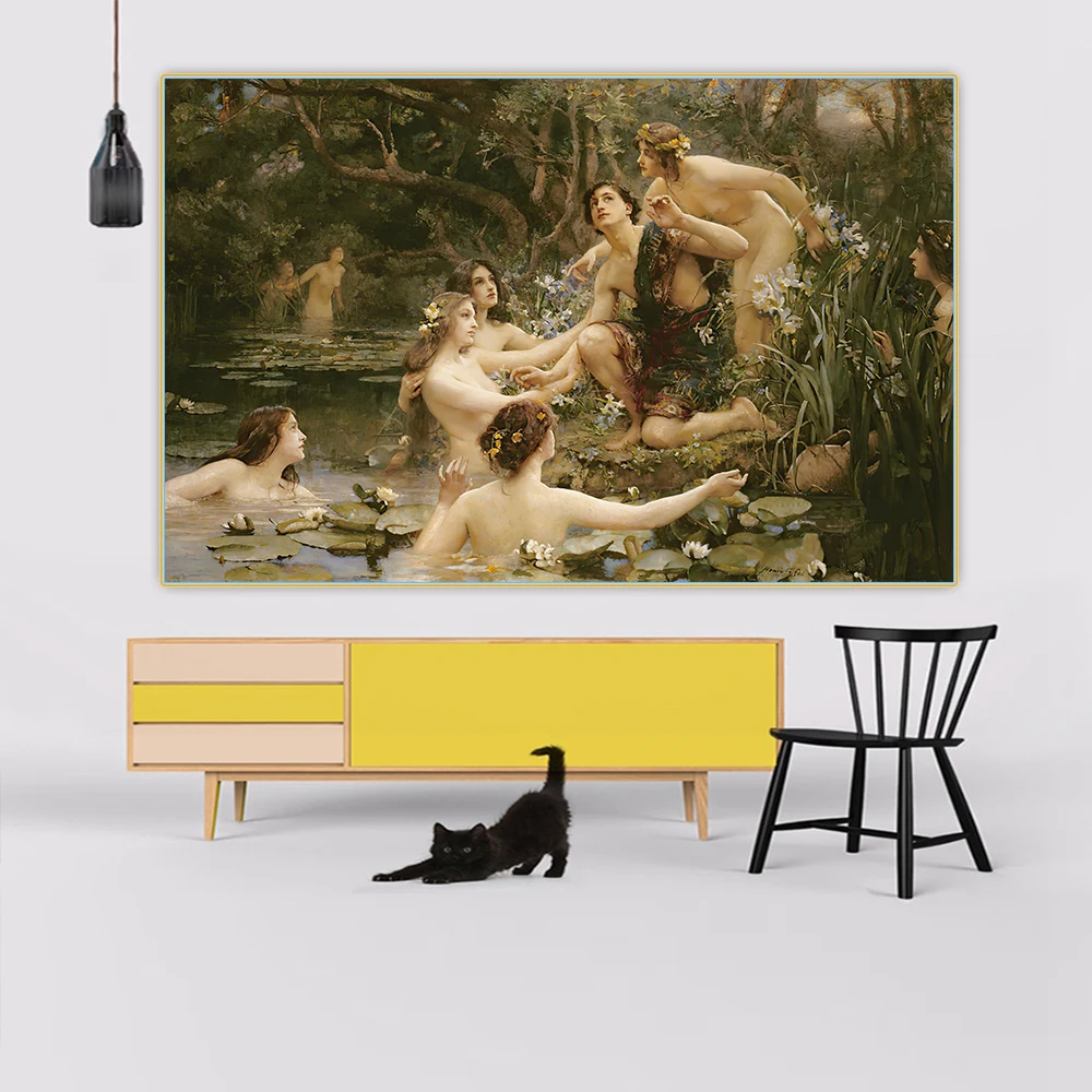 Citon Henrietta Rae《Hylas And The Water Nymphs》Canvas Oil Painting Artwork Poster Picture Wall Decor Home Living Room Decoration