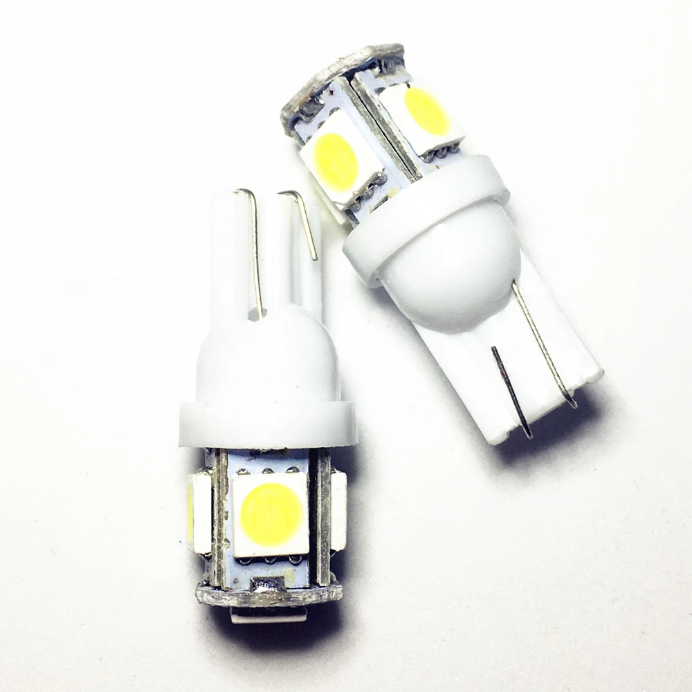 1000pcs T10 w5w led License plate lamp 194 168 ultra bright Side lamp bulb 5050 5 SMD LED bulb motorcycle white tail light 12V